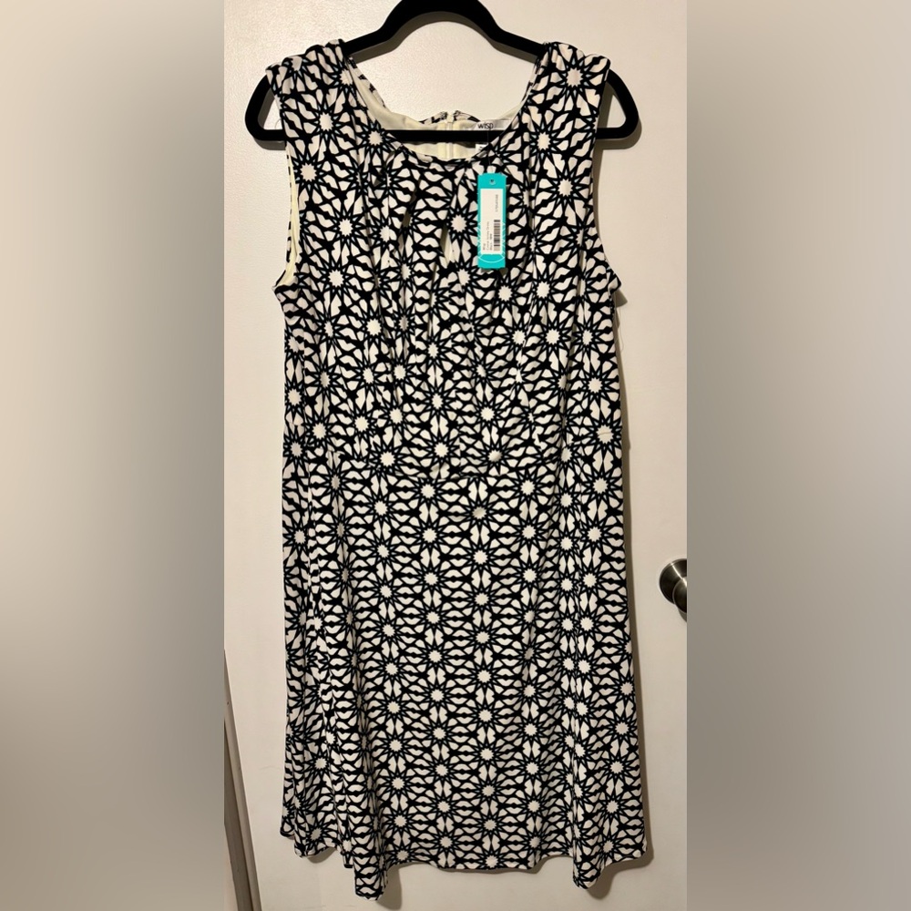 Wisp Black and White Jersey Tank Dress with Floral Pattern- New With Tags